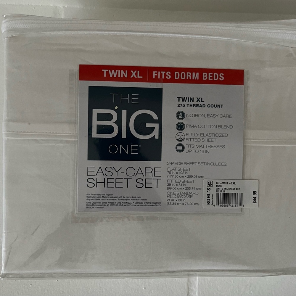 The Big One White Easy-Care Sheet Set - Picture 3 of 4